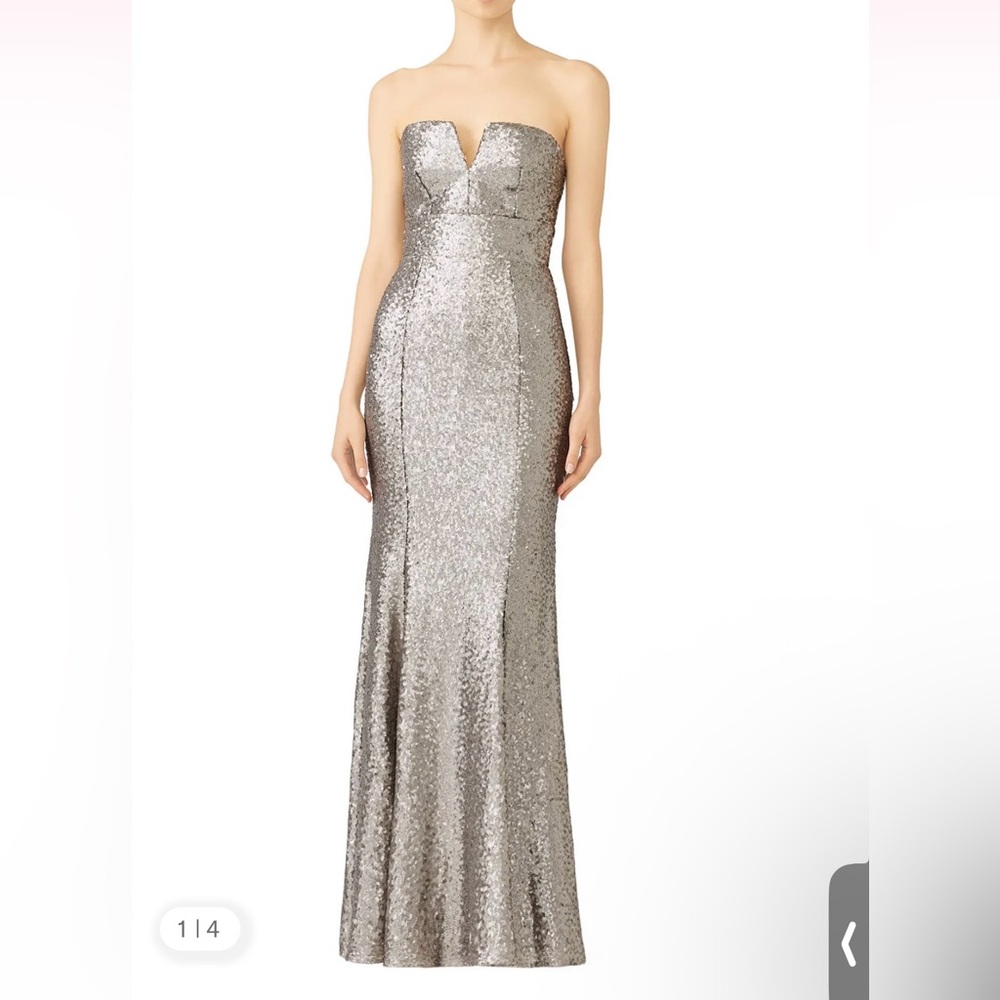 Strapless Silver Evening Gown